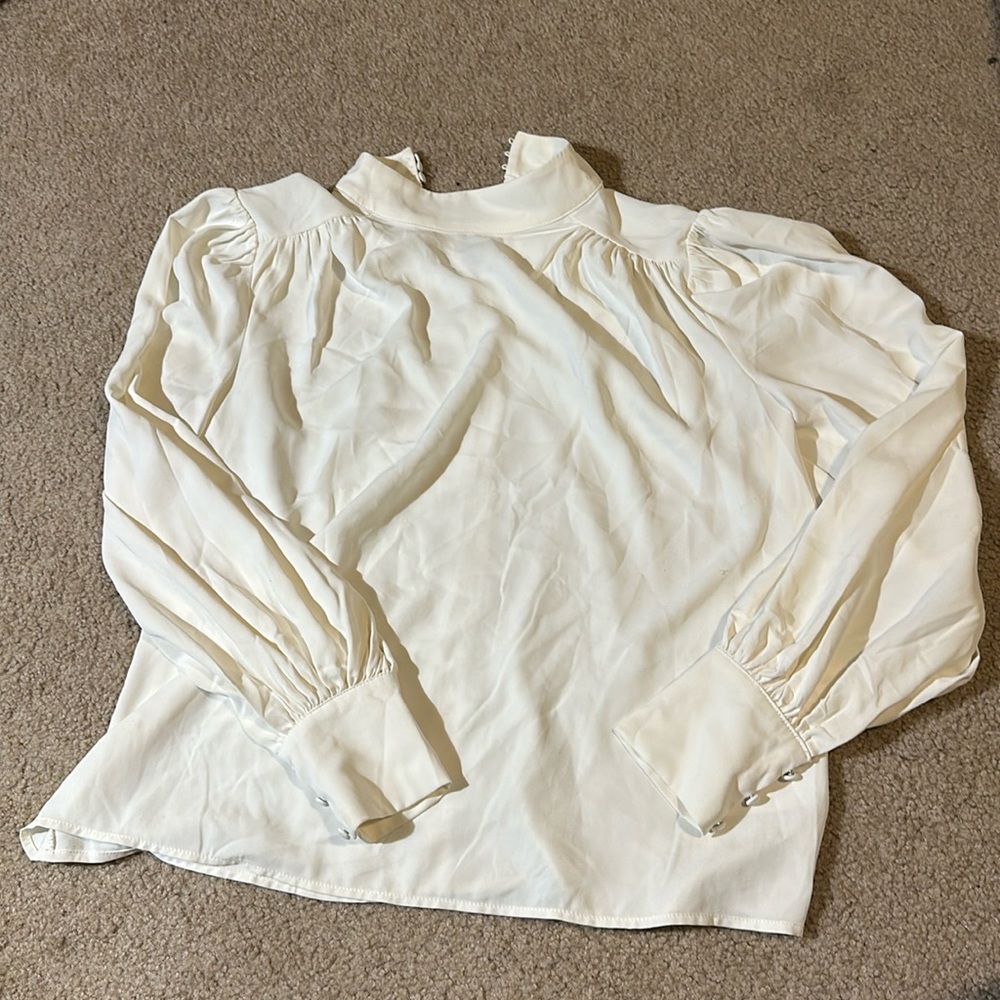 Puffy sleeve turtleneck blouse
